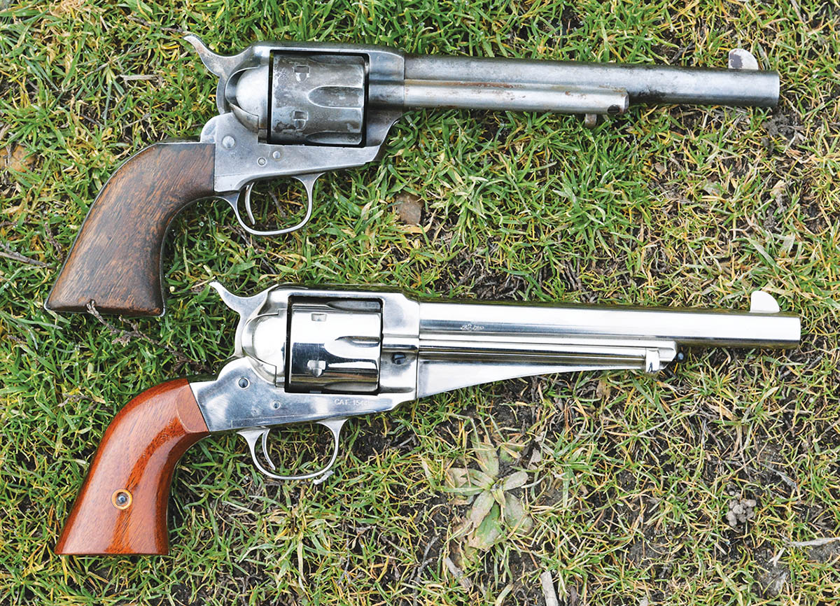 Remington designed the Model 1875 (bottom) to compete directly with the legendary Colt Single Action Army (top).